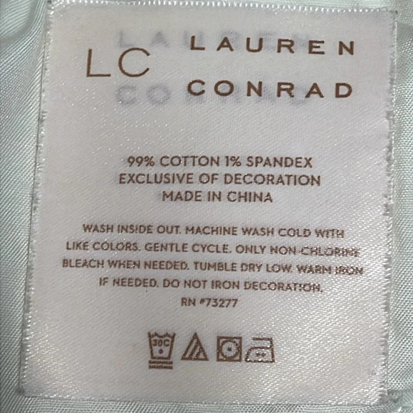 Lauren Conrad Cream Off White Skinny Crop Denim Jeans Embroidered Hem 6 - Picture 13 of 15